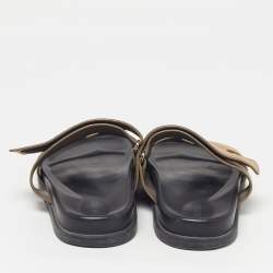 Pre Owned صندل هيرمس شيبر جلد رمادي مقاس 42.5