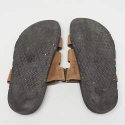 Pre Owned صندل هيرمس شيبر جلد رمادي مقاس 42.5