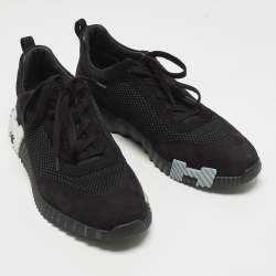 مملوكة مسبقًا Hermès Bouncing Size 46 Black Fabric and Suede Low Top Sneakers