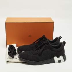 مملوكة مسبقًا Hermès Bouncing Size 46 Black Fabric and Suede Low Top Sneakers