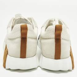 مملوكة مسبقًا Hermes Bouncing Size 46 White/Grey Mesh and Suede Lace Up Sneakers