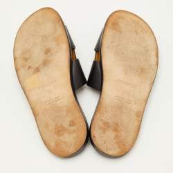 Pre Owned Hermes Izmir Size 40 Black Leather Flat Slide Sandals