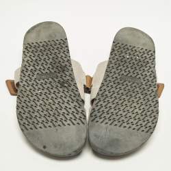 مملوكة مسبقًا Hermes Chypre Size 40.5 Beige/Tan Canvas and Leather Flat Slide