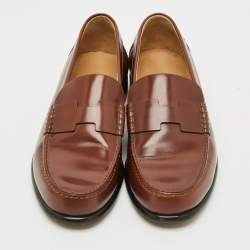 Pre Owned Hermes Kennedy Size 41 Brown Leather Loafers