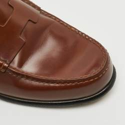 Pre Owned Hermes Kennedy Size 41 Brown Leather Loafers