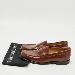 Pre Owned Hermes Kennedy Size 41 Brown Leather Loafers