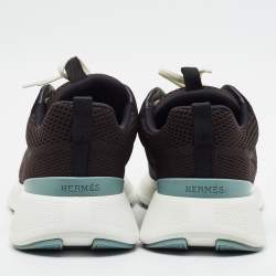 Pre Owned Hermes Heros Size 43 Black Fabric Lace Up Sneakers