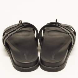 Pre Owned Hermes Jackson Size 43 Black Leather Flat Sandals
