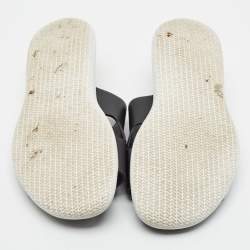 Pre Owned Hermes Embeleme Size 43.5 Black Leather Flat Sandals