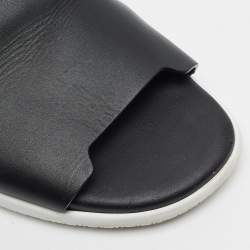Pre Owned Hermes Embeleme Size 43.5 Black Leather Flat Sandals