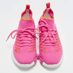 Pre Owned Hermes Flex Size 41 Pink Knit Fabric Low Top Sneakers