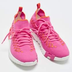 Pre Owned Hermes Flex Size 41 Pink Knit Fabric Low Top Sneakers