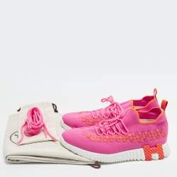 Pre Owned Hermes Flex Size 41 Pink Knit Fabric Low Top Sneakers