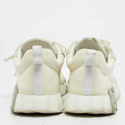 Pre Owned Hermes Bouncing Size 44 Cream/Grey Mesh and Suede Lace Up Sneakers