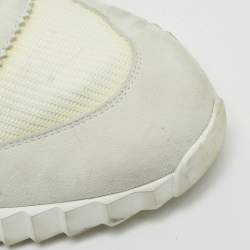 Pre Owned Hermes Bouncing Size 44 Cream/Grey Mesh and Suede Lace Up Sneakers