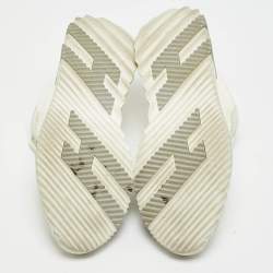 Pre Owned Hermes Bouncing Size 44 Cream/Grey Mesh and Suede Lace Up Sneakers