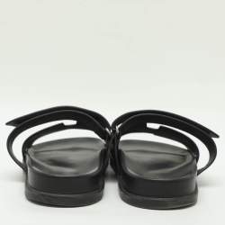 Pre Owned Hermes Chypre Size 43 Black Leather Flat Sandals