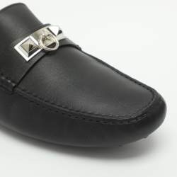 مملوكة مسبقًا Hermes Irving Size 44 Black Leather Loafers