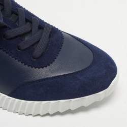 Pre Owned Hermes Bouncing Size 41 Navy Blue Leather and Suede Low Top Sneakers