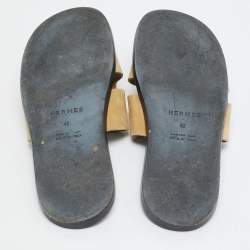 Pre Owned Hermes Izmir Size 42 Beige Suede Flat Slides