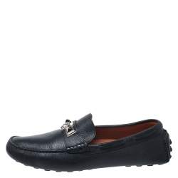 Hermes Blue Leather Slip On Loafers Size 42