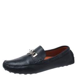 Hermes Blue Leather Slip On Loafers Size 42