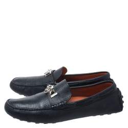 Hermes Blue Leather Slip On Loafers Size 42