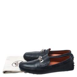 Hermes Blue Leather Slip On Loafers Size 42