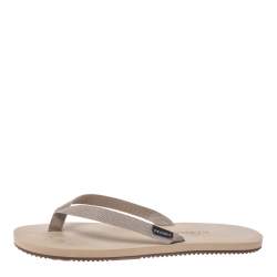 Hermes Cream/Brown Technical Fabric Isolella Flip Flop Sandals Size 42