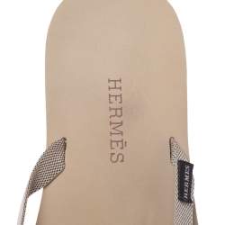 Hermes Cream/Brown Technical Fabric Isolella Flip Flop Sandals Size 42