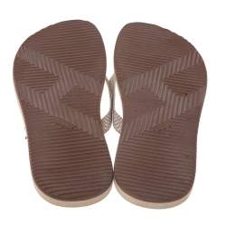 Hermes Cream/Brown Technical Fabric Isolella Flip Flop Sandals Size 42