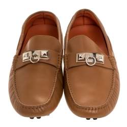 Hermes Brown Leather Irving Loafer Size 42.5