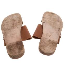 Hermes Brown Leather Slide Sandals Size 43.5
