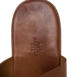 Hermes Brown Leather Slide Sandals Size 43.5