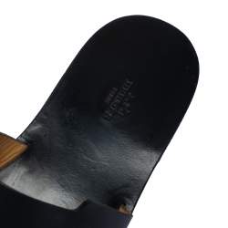 Hermes Black Leather Slide Sandals Size 43