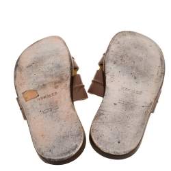 Hermes Brown Leather Izmir Flat Slides Size 42.5