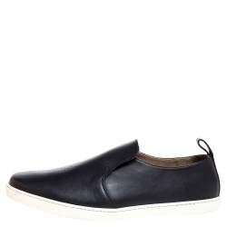 Hermes Black Perforated Leather Slip On Sneakers Size 44