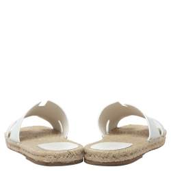 Pre Owned Hermes White Antigua Espadrille Sandals Size 42
