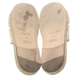 Pre Owned Hermes White Antigua Espadrille Sandals Size 42