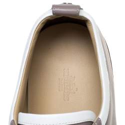 Pre Owned Hermes Grey/White Leather Giocco Low Top Sneakers Size 44.5