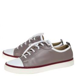 Pre Owned Hermes Grey/White Leather Giocco Low Top Sneakers Size 44.5