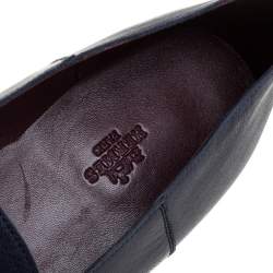 Pre Owned Hermes Blue Leather Saga Loafers Size 43