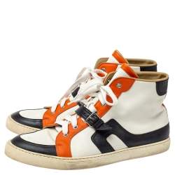 Hermes Tri Color Leather Quantum High Top Sneakers Size 45