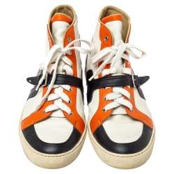 Hermes Tri Color Leather Quantum High Top Sneakers Size 45