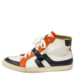 Hermes Tri Color Leather Quantum High Top Sneakers Size 45