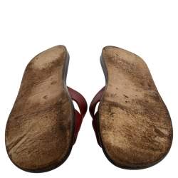 Pre Owned Hermes Burgundy Leather Izmir Sandals Size 43