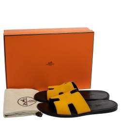 Hermes Yellow Fabric Izmir Sandals Size 43