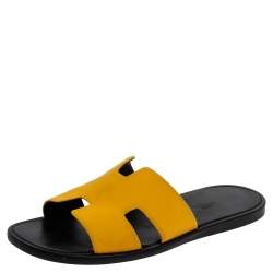 Hermes Yellow Fabric Izmir Sandals Size 43