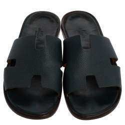 Pre Owned Hermes Blue Leather Izmir Sandals Size 43