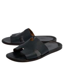 Pre Owned Hermes Blue Leather Izmir Sandals Size 43